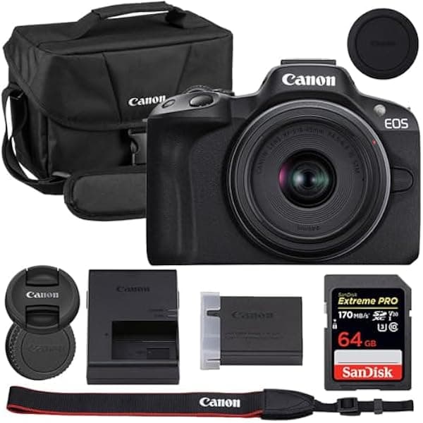Canon EOS R50 cámara mirrorless RF-S 18-45mm kit con bolso 200ES y tarjeta 64GB Extreme PRO