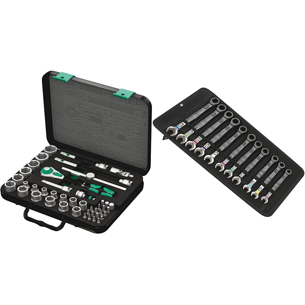 Wera 6000 Joker Juego Llaves Combinadas de Carraca 11 pzs + Juego de Carraca 3/8" 43 pzs trinquete herramientas