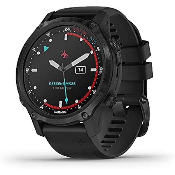 Garmin Descent Mk2S computadora de buceo estilo reloj, multideporte y funciones inteligentes, gris con correa de silicona negra (010-02403-03)