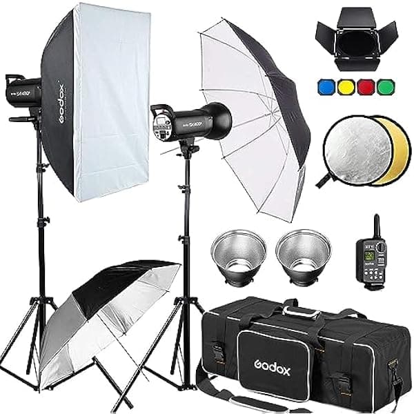 Godox SK400II Kit Flash de Estudio 2x400W 5600K 2 Luces con Disparador XT-16, Softbox y Trípodes