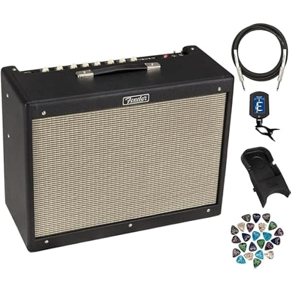 Fender Hot Rod Deluxe IV amplificador de guitarra negro, bundle con cable, soporte Amperstand, afinador y 24 púas Austin Bazaar
