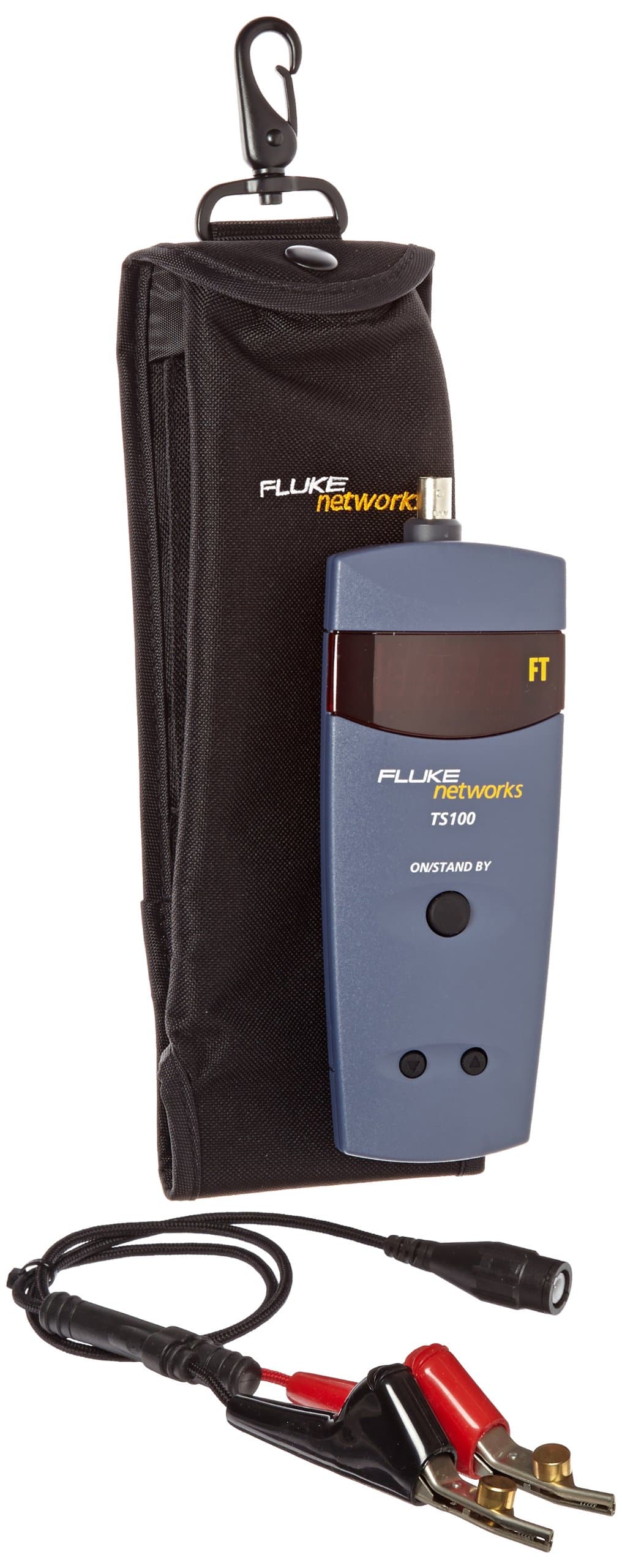 Fluke Networks TS100 26500390 kit con estuche, cable BNC a ABN, localizador de fallas de cable, color negro