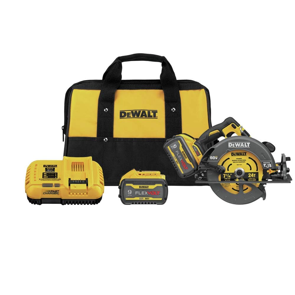 DEWALT FLEXVOLT DCS578X2 Sierra circular 7-1/4" 60V MAX con freno eléctrico, kit inalámbrico