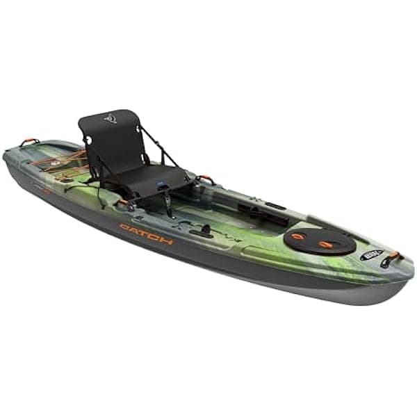 Pelican Catch Classic 120 Kayak de pesca Sit-on-Top, múltiples opciones de almacenamiento, 12 ft, color Lightning