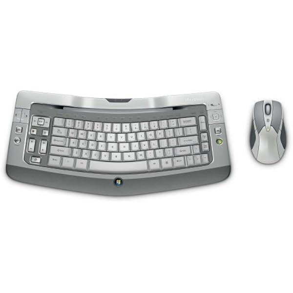 Microsoft Wireless Entertainment Desktop 8000 69Y-00001 teclado retroiluminado y mouse inalámbricos color plata claro multimedia recargable
