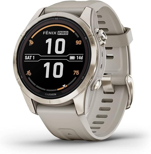 Garmin fēnix 7S Pro Sapphire Solar - Reloj inteligente GPS multideporte, linterna integrada, carga solar, color arena