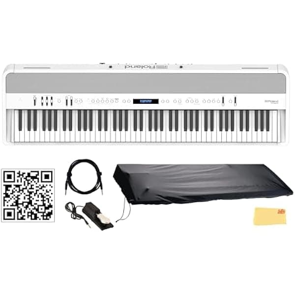 Roland FP-90X-WH Piano Digital 88 teclas Blanco bundle: pedal sustain, funda, cable, clases en línea, video instructivo, paño