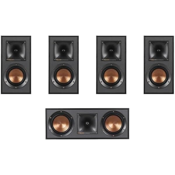 Klipsch Home Theater R-41M + R-52C Bundle parlantes de estantería (2 pares) y canal central, color negro