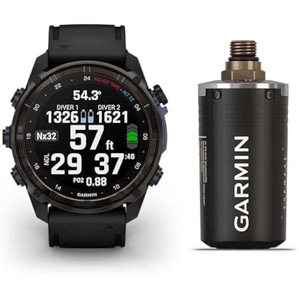 Garmin Descent Mk3i reloj de buceo 51 mm titanio DLC gris carbón con correa de goma y transceptor T2