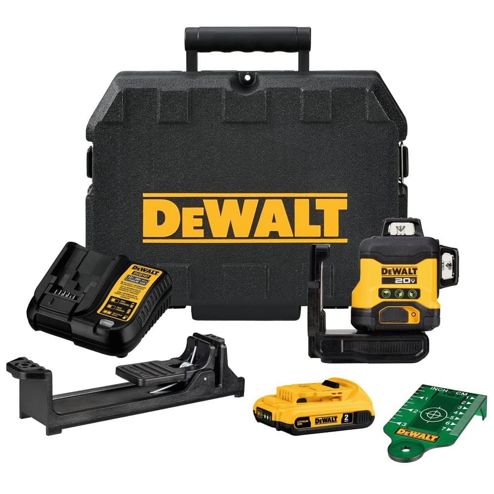 DEWALT 20V MAX DCLE34031D1 Nivel Láser 3x360 de Línea Cruzada Verde, Kit