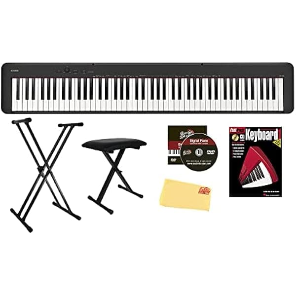 Casio CDP-S160 Piano Digital 88 Teclas Compacto Negro Kit Soporte Ajustable Banco Libro Clases en Línea DVD Paño Austin Bazaar