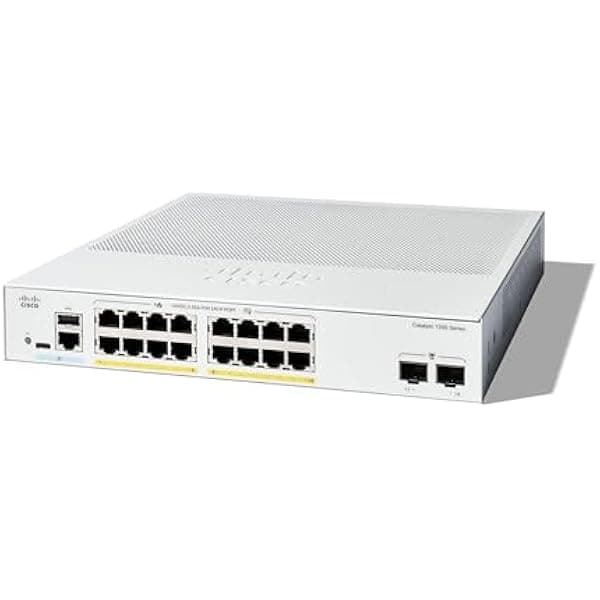 Cisco Catalyst C1300-16FP-2G Switch gestionado, 16 puertos Gigabit, PoE completo, 2 SFP 1GE, garantía limitada de por vida