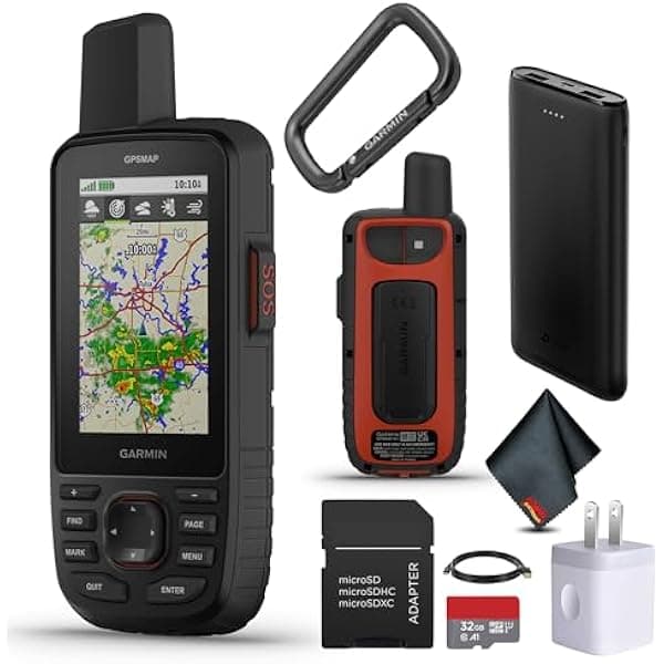 Garmin GPSMAP 67i GPS de mano resistente, inReach satelital, 425 h batería, mensajería bidireccional, SOS, mapas, bundle con accesorios