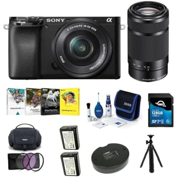 Sony Alpha a6100 cámara sin espejo APS-C kit 16-50mm y 55-210mm + software Corel y accesorios