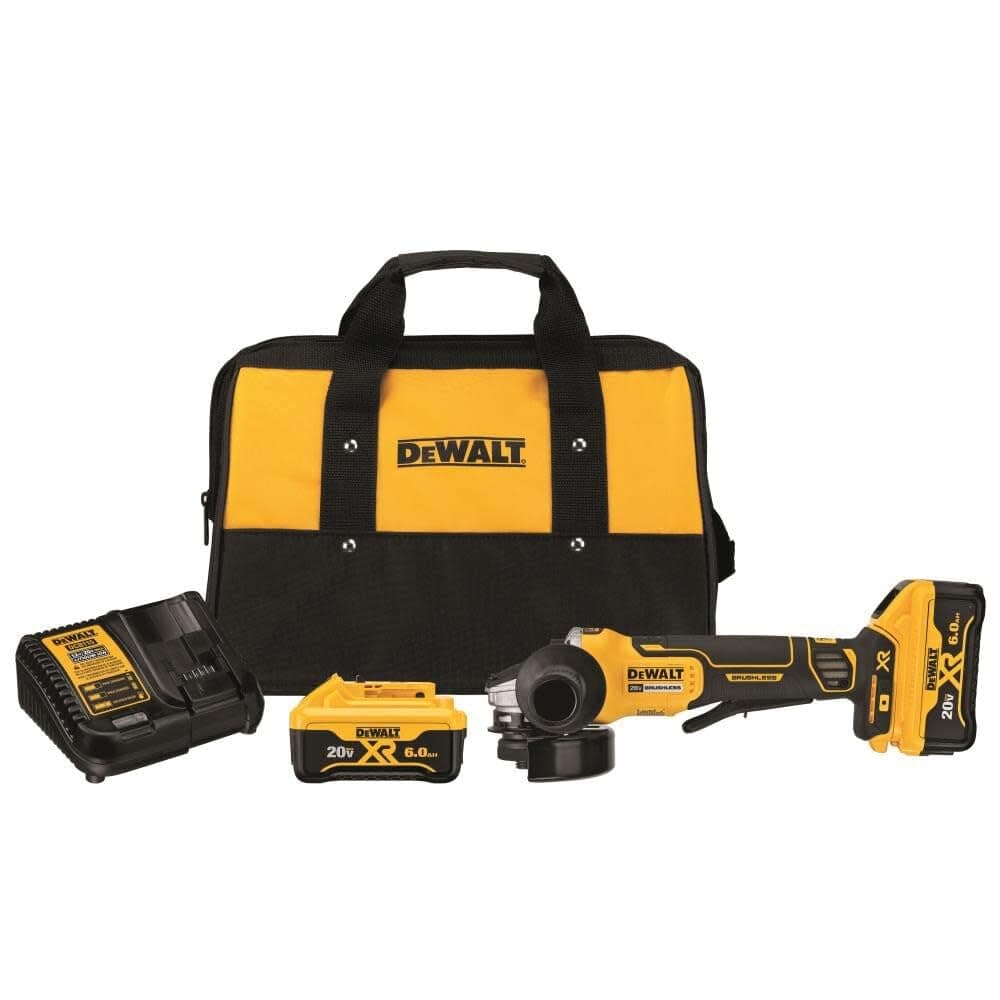 DEWALT 20V MAX DCG413R2 Amoladora Angular 4-1/2", Interruptor de Paleta con Freno, Kit de Herramienta Inalámbrica