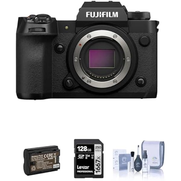 Fujifilm X-H2 Cámara Mirrorless, Negro, Kit con Tarjeta SD 128GB, Batería Extra y Kit de Limpieza