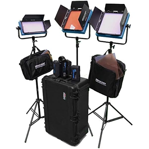 Dracast DR-ENGK-BV Kit ENG de iluminación LED para video: 2x LED1000BV, 1x LED500BV, LED160B (Azul)