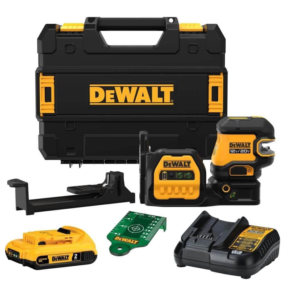 DEWALT 20V/12V MAX DCLE34520G Nivel Láser de Líneas Cruzadas y 5 Puntos, Láser Verde, Kit