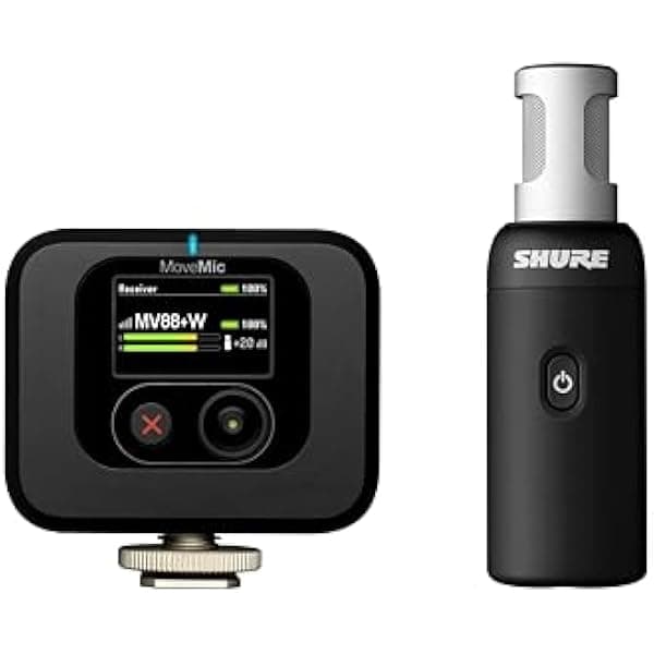 Shure MoveMic 88+ MV88+W-KIT-Z7 micrófono inalámbrico estéreo, kit video, 4 patrones, grabación pro, entrevistas, cine, iOS/Android app MOTIV