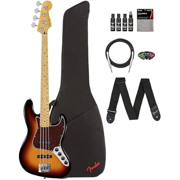 Fender Player II Modified Active Jazz Bass 147522300 Sunburst 3 tonos pack con funda, correa, cable, 3 púas y kit de limpieza