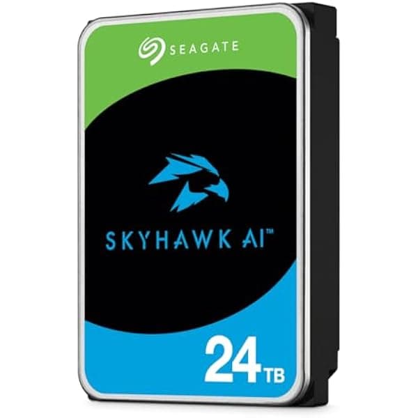 Seagate Skyhawk AI ST24000VE002 Disco Duro Interno 24TB 3.5" SATA 6Gb/s 512MB Caché para DVR/NVR Cámaras de Seguridad con Rescue Services