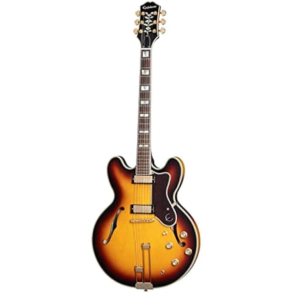 Epiphone Sheraton EOSHVSGH1 guitarra eléctrica semihueca Vintage Sunburst herrajes dorados con funda