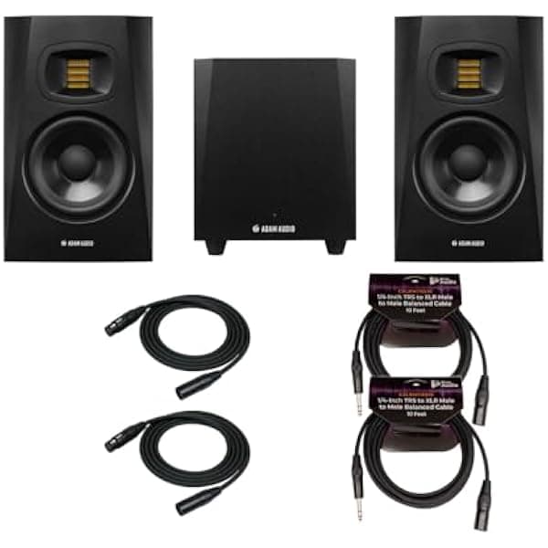 ADAM Audio T7V + T10S monitores de estudio (par) con subwoofer 10”, cables XLR 7.6 m y TRS (kit 7 piezas)