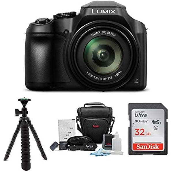 Panasonic LUMIX DC-FZ80K cámara 4K zoom largo 60x 20-1200mm 18.1MP + kit de accesorios 32GB