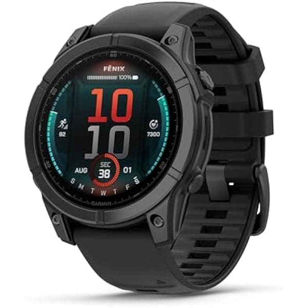 Garmin fēnix E - 47 mm, AMOLED, Smartwatch GPS Multideporte Premium, Batería de Larga Duración, Acero Gris Pizarra con Correa Negra 010-03025-03