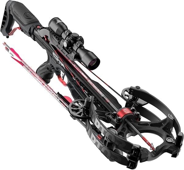 Barnett Ballesta Hyper Raptor, Paquete de Ballesta Compacta de Alta Velocidad con Mira Multi-Retícula 4x36, Tres Flechas HyperFlite, Sin Dispositivo de Manivela... BAR78182