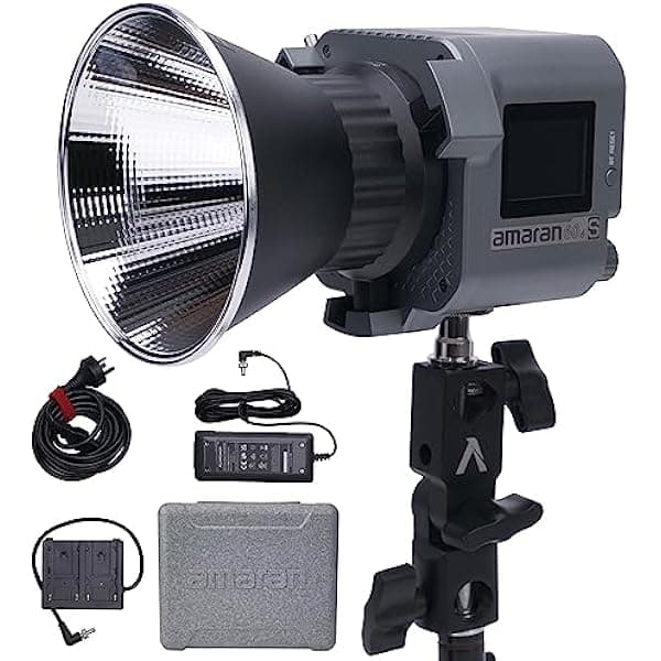 Aputure Amaran 60D S, Luz de Video LED COB Luz de Día 65W 5600k Bluetooth Control por App 8 Efectos de Iluminación Integrados Fuente de Alimentación DC/AC aAmaran60DHS
