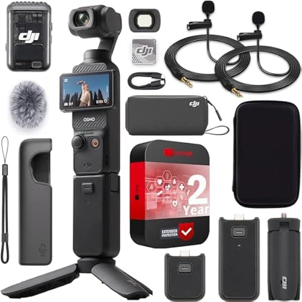 DJI Osmo Pocket 3 Creator Combo Cámara Vlogging con Sensor 1'', Video 4K/120fps, Estabilización 3 Ejes, Seguimiento de Rostros/Objetos, Enfoque Rápido, Incluye Mic 2, Set con Estuche Deco Gear y 2 Micrófonos de Solapa... E2DJIOSMOPOCK3CC