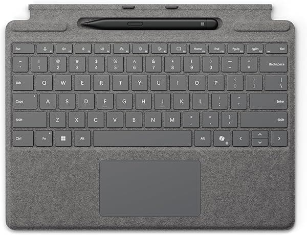 Microsoft Surface Pro Teclado con Slim Pen 2 Pack para Pro Copilot+ (11ª Edición), Pro 9 y Pro 8, Material Alcántara, Platino 8X6-00214