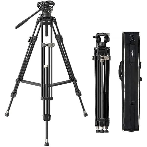 SmallRig AD-80 FreeBlazer Trípode de Vídeo Profesional, 75" de Altura, Cabezal Fluido, Ajuste de Altura Rápido, Placa QR de Doble Modo, Soporta hasta 17lbs, Trípode para Cámara. 4163-CF-FBA-US