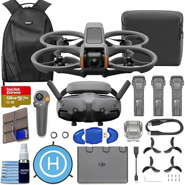 DJI Avata 2 Drone FPV Combo 3 Baterías CP.FP.00000151.02 Video 4K + Memoria 128GB, Base de Aterrizaje + Más... CP.FP.00000151.02_K4