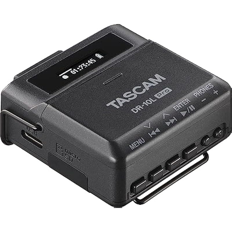 TASCAM DR-10L Pro Grabadora de campo de audio flotante ultracompacta de 32 bits con micrófono Lavalier y tecnología de convertidor de AD dual (negro)