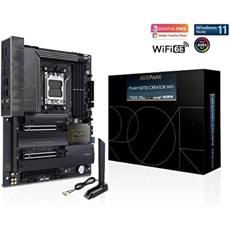 ASUS ProArt X670E-CREATOR WiFi - Placa madre ATX para Ryzen AMD X670 AM5, soporte DDR5, PCIe 5.0, LAN 10 Gb, WiFi 6E, 4 ranuras M.2