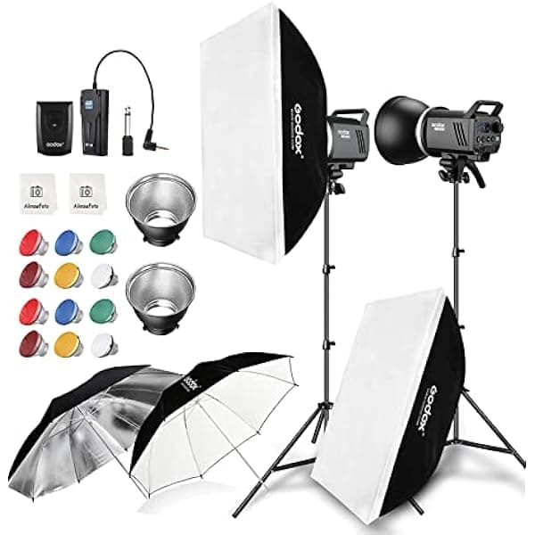 Kit de flash estroboscópico Godox MS300 de 600 W, iluminación Bowens, 2.4G inalámbrico GN58 5600K Monolight con lámpara de modelado de 150W, disparador de flash RT-16, soportes de luz, softbox