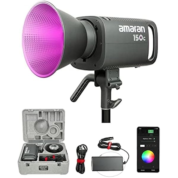 Aputure Amaran - Luz de video de 150 c, luz de estudio RGB de 150 W, salida Bowens Mount Point-Source luz de video LED, 15,610 lux @ 3.3 ft 2, 500K ~ 7,500 K CCT, control de aplicación 9 sistema FX APAM150C