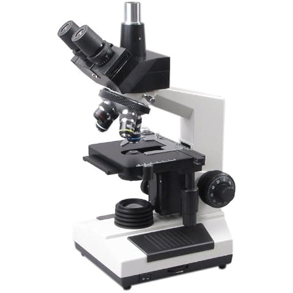 OMAX Microscopio compuesto de laboratorio trinocular 40X-1600X con platina mecánica de doble capa M837T