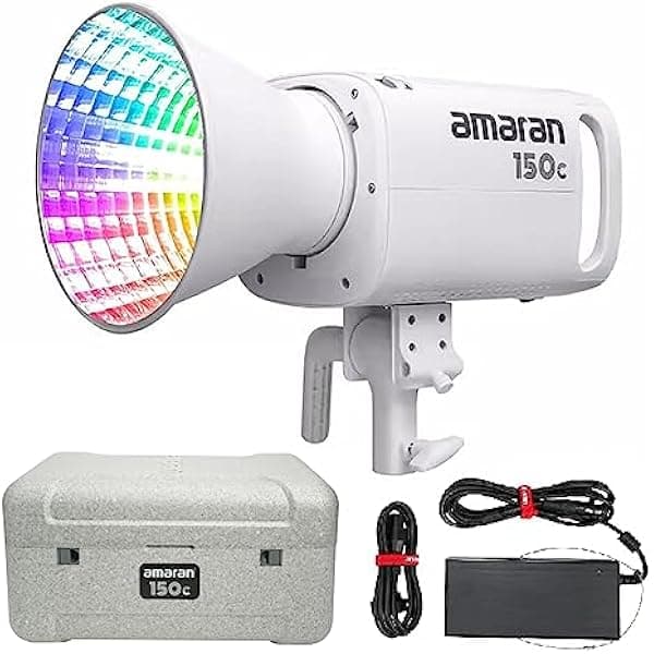Aputure Amaran 150c COB RGBWW Luz de video Bowens Mount, 150W 2, 500K a 7, 500K CCT con ajuste G/M 15,610 lux @ 3.3 ft con Hyper Reflector (blanco) HS202304034875