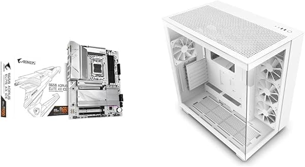 GIGABYTE B650 AORUS Elite AX ICE AMD AM5 ATX placa base y NZXT H9 Flow ATX Mid-Tower PC Gaming Case Bundle