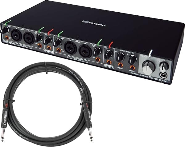 Roland RUBIX44 - Paquete de interfaz de audio USB de 4 entradas y 4 salidas con cable de instrumento