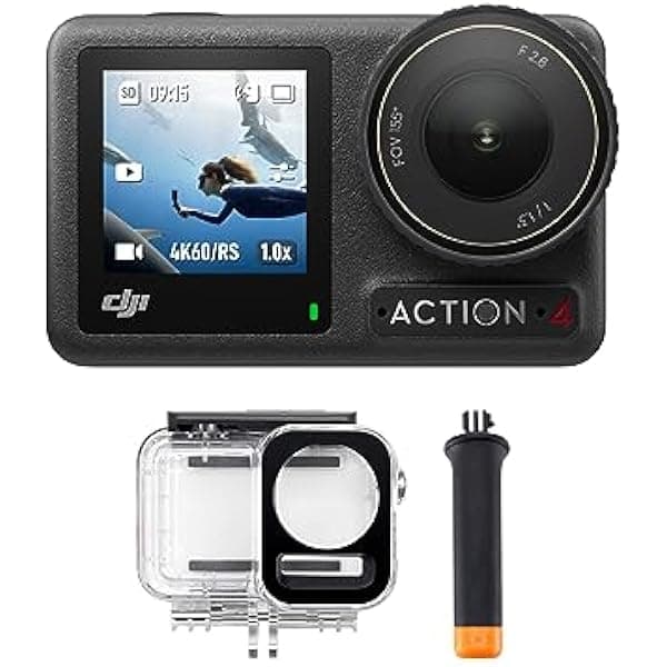 DJI Osmo Action 4 - Combo de buceo - Cámara de acción impermeable, video submarino, mango flotante y funda impermeable de 196.9 ft, 10 bits y D-Log M, sensor de 1/1.3 pulgadas, cámara submarina de 360º Horizonsteady