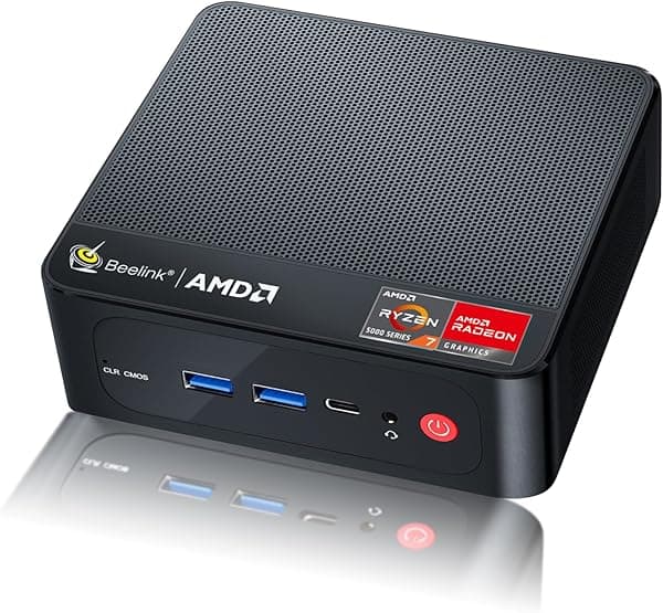 Beelink Mini PC SER5 PRO, AMD Ryzen 7 5800H (8C/16T, hasta 4.4 GHz), mini computadora de 16 GB DDR4 RAM 500 GB M.2 SSD Graphics 8 core 2000 MHz, compatible con pantalla triple