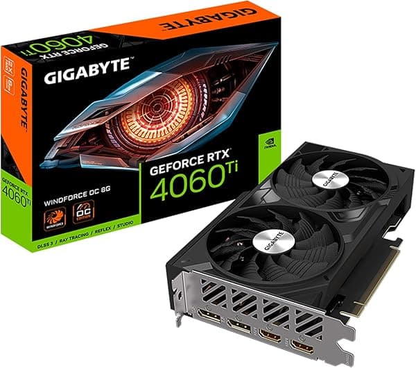 GIGABYTE Tarjeta gráfica GeForce RTX 4060 Ti WINDFORCE OC 8G, 2 ventiladores WINDFORCE, 8 GB 128 bits GDDR6, tarjeta de video GV-N406TWF2OC-8GD