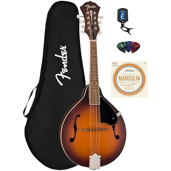 Fender Paramount PM-180E Mandolina Envejecido Cognac Burst Bundle con estuche, afinador, cuerdas y púas AUS-0970382337-COMBO-STD