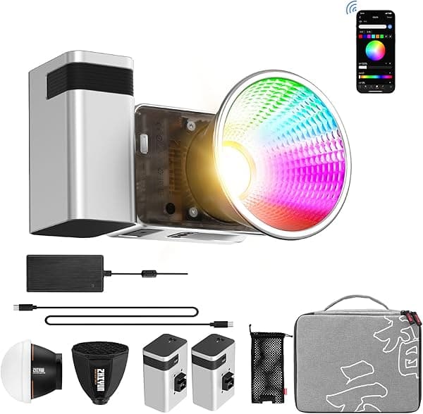 ZHIYUN X60 RGB LED Video Light Bluetooth App Control con 2 piezas Grip Batería Studio Video Lighting (X60 RGB PRO)