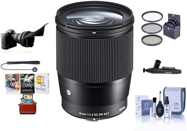 Sigma Lente Contemporary 16mm f/1.4 DC DN para Sony E - Bundle con accesorios gratis y software suite para Mac