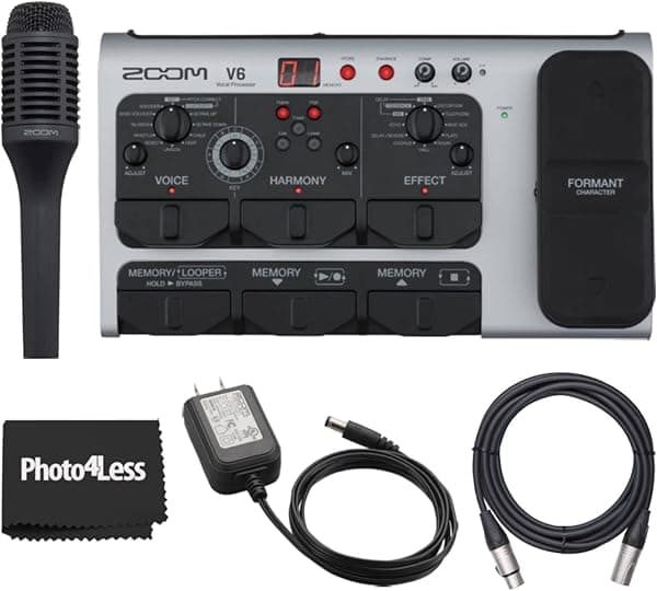 Zoom V6-SP Pedal procesador vocal multiefectos + micrófono vocal shotgun direccional Zoom SGV-6 + cable de 10 pies